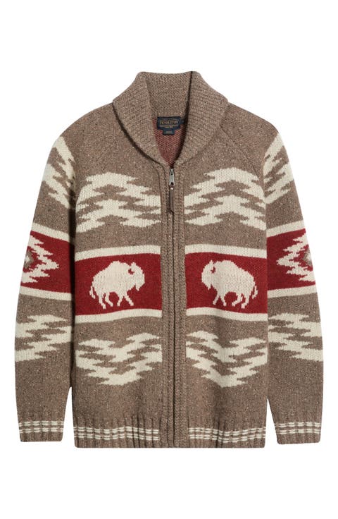 Bison Lambswool Zip Cardigan