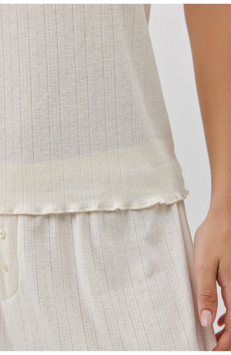 Gottex Beach Life Daydream Pointelle Loungewear Tank Top, Alternate, color, Cream