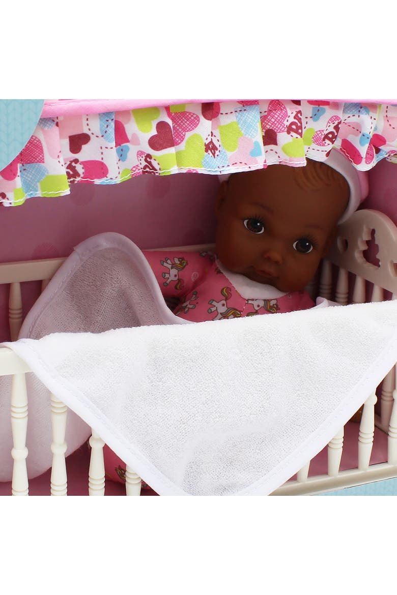 Doll Canopy Crib with 9" Doll, Alternate, color, Multicolored