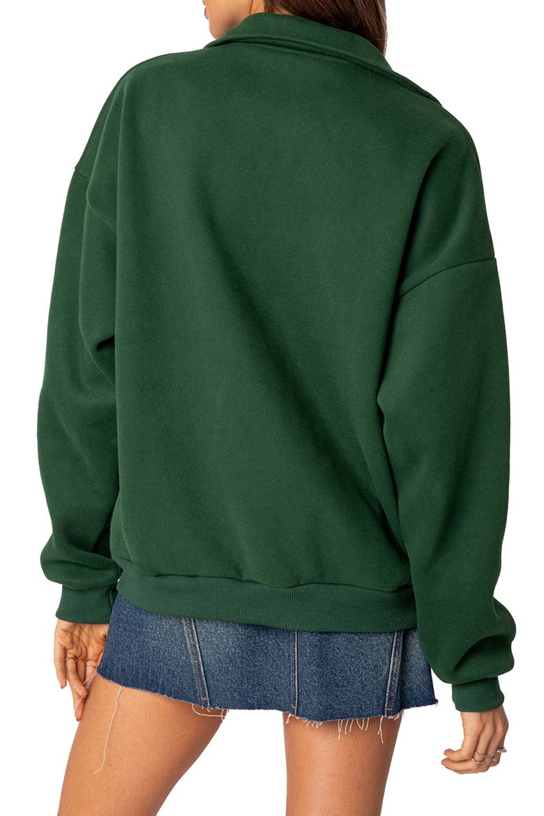 Oversize Quarter Zip Sweatshirt, Alternate, color, GREEN
