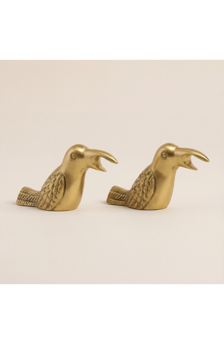 Zsa Zsa Zsu Lotus Brass Bird Decorative Object 2 Pcs Set, Alternate, color, Gold