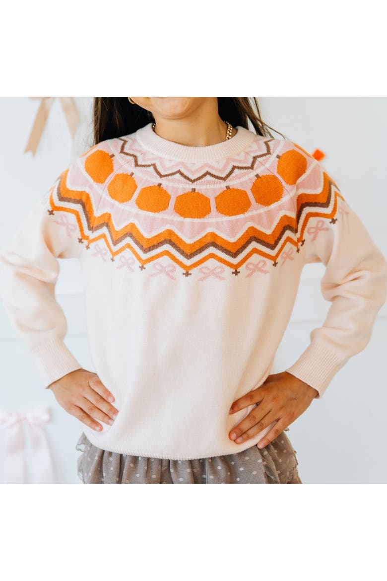 Pumpkin Fair Isle Sweater, Alternate, color, Soft Pale Pink