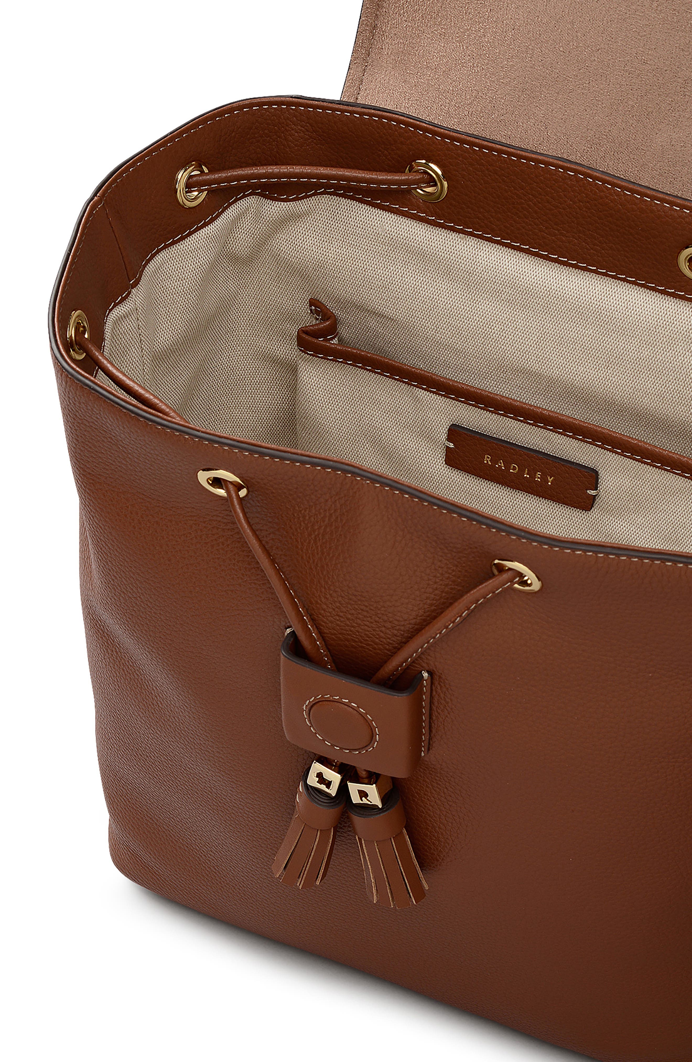 Radley Noble Alley Small Flap Backpack, Alternate, color, Cognac