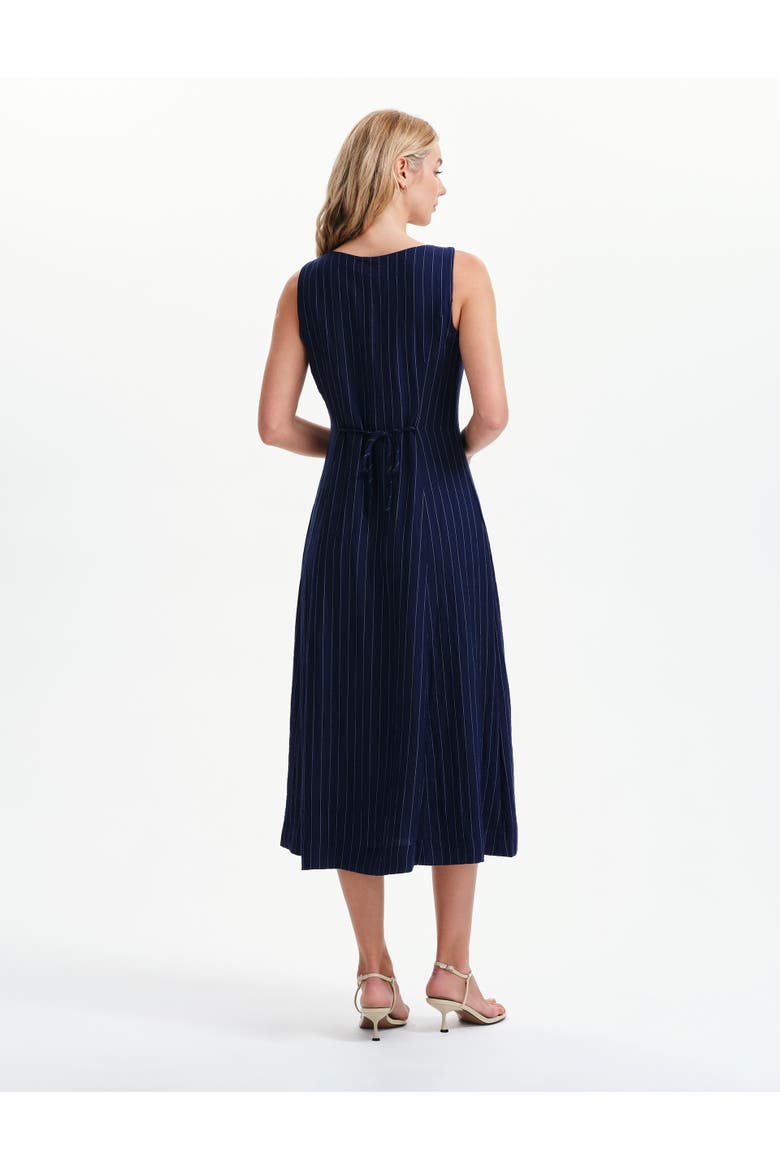Jillian Stripe Button Through Dress, Alternate, color, Navy Stripe