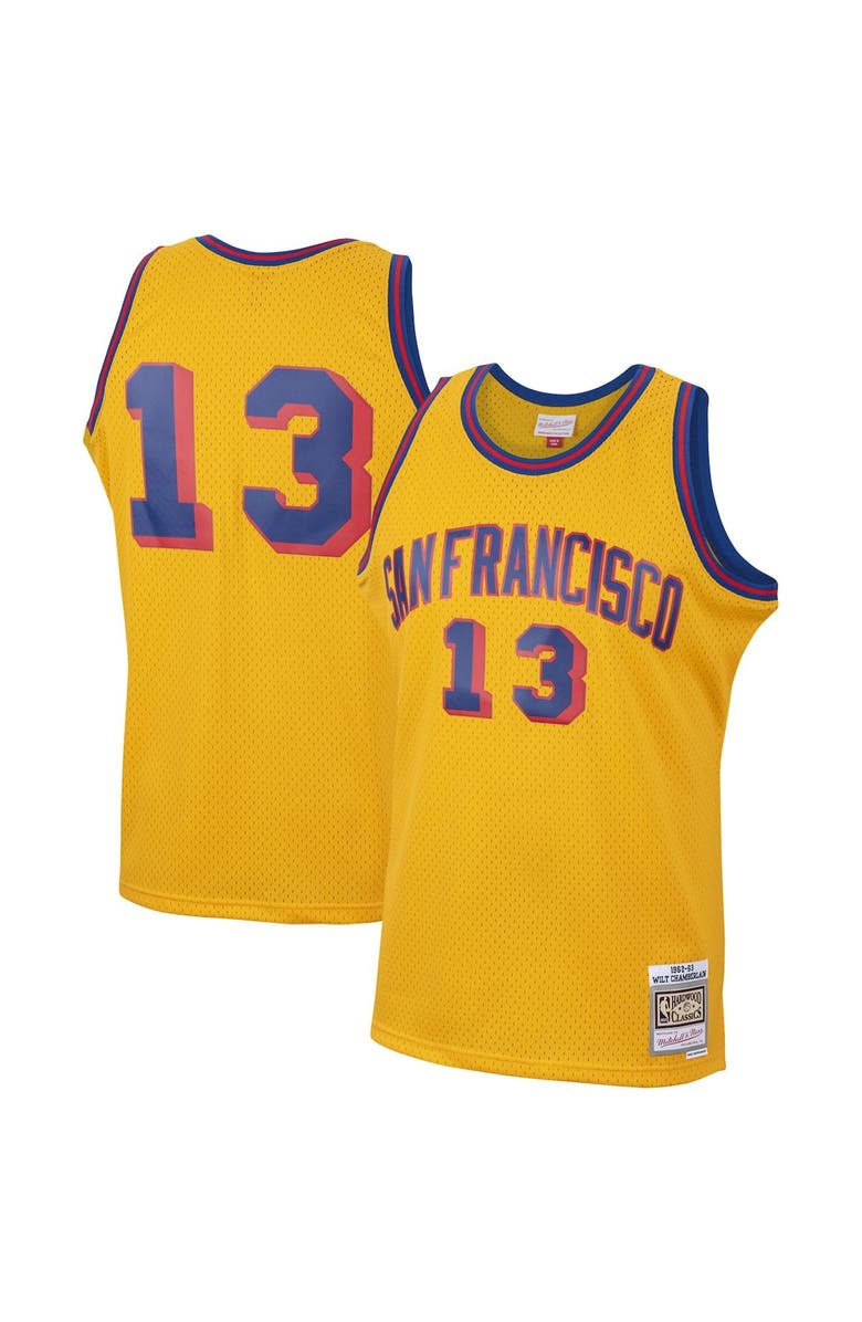 Mitchell & Ness Men's Mitchell & Ness Wilt Chamberlain Gold San Francisco Warriors 1962/63 Hardwood Classics Swingman Jersey, Alternate, color, Gold