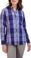Foxcroft Zoey Plaid Cotton Blend Button-Up Shirt