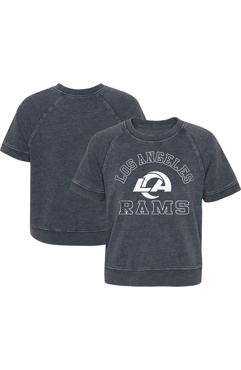 Outerstuff Girls Juniors Heather Charcoal Los Angeles Rams Cheer Squad Raglan T-Shirt, Main, color, Heather Charcoal