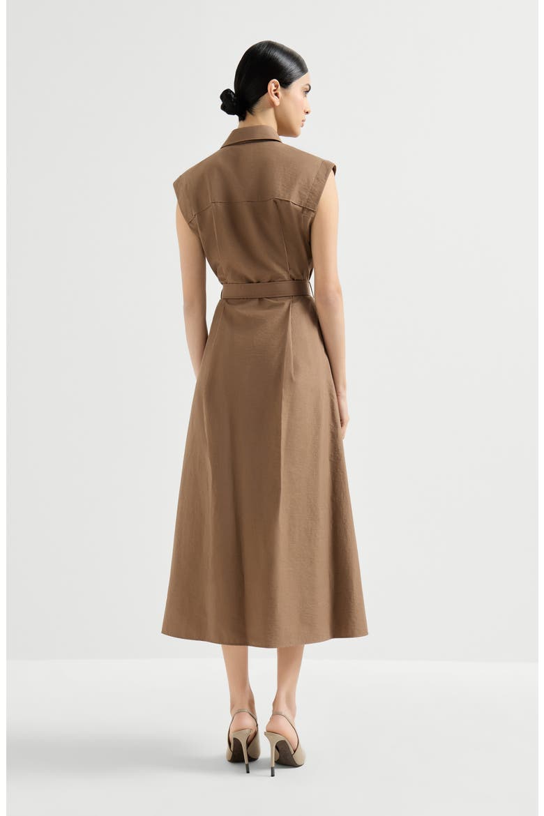 Texture twill Chemisier dress, Alternate, color, Brown