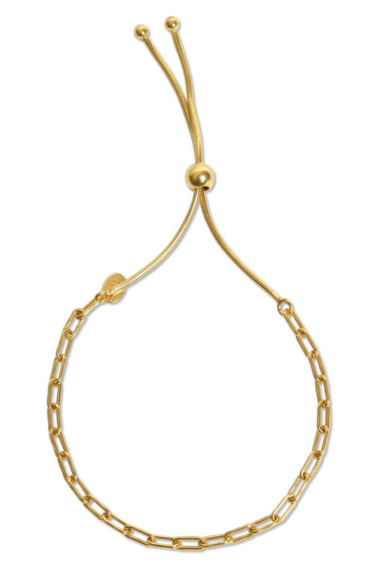 Paper Clip Chain Adjustable Slide Bracelet, Main, color, GOLD