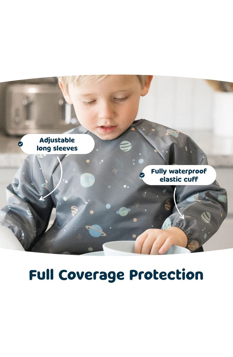Tiny Twinkle Mess-Proof/Waterproof Long-Sleeve Baby Bib, Alternate, color, Space