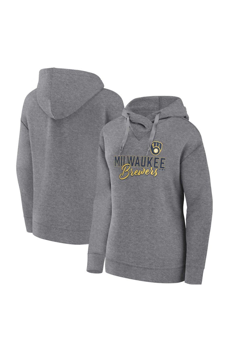 PROFILE Women's Profile Heather Gray Milwaukee Brewers Plus Size Pullover Hoodie, Main, color,