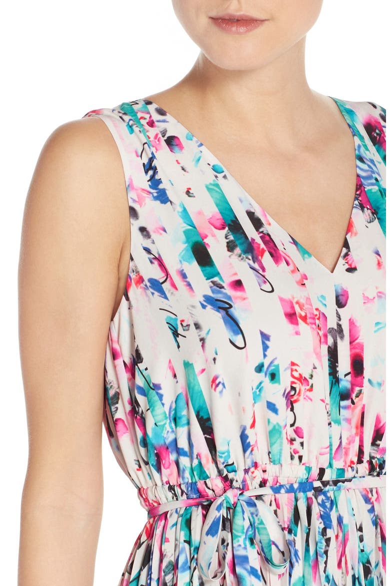 Print Woven Fit & Flare Dress, Alternate, color, RED STRIPED FLORAL