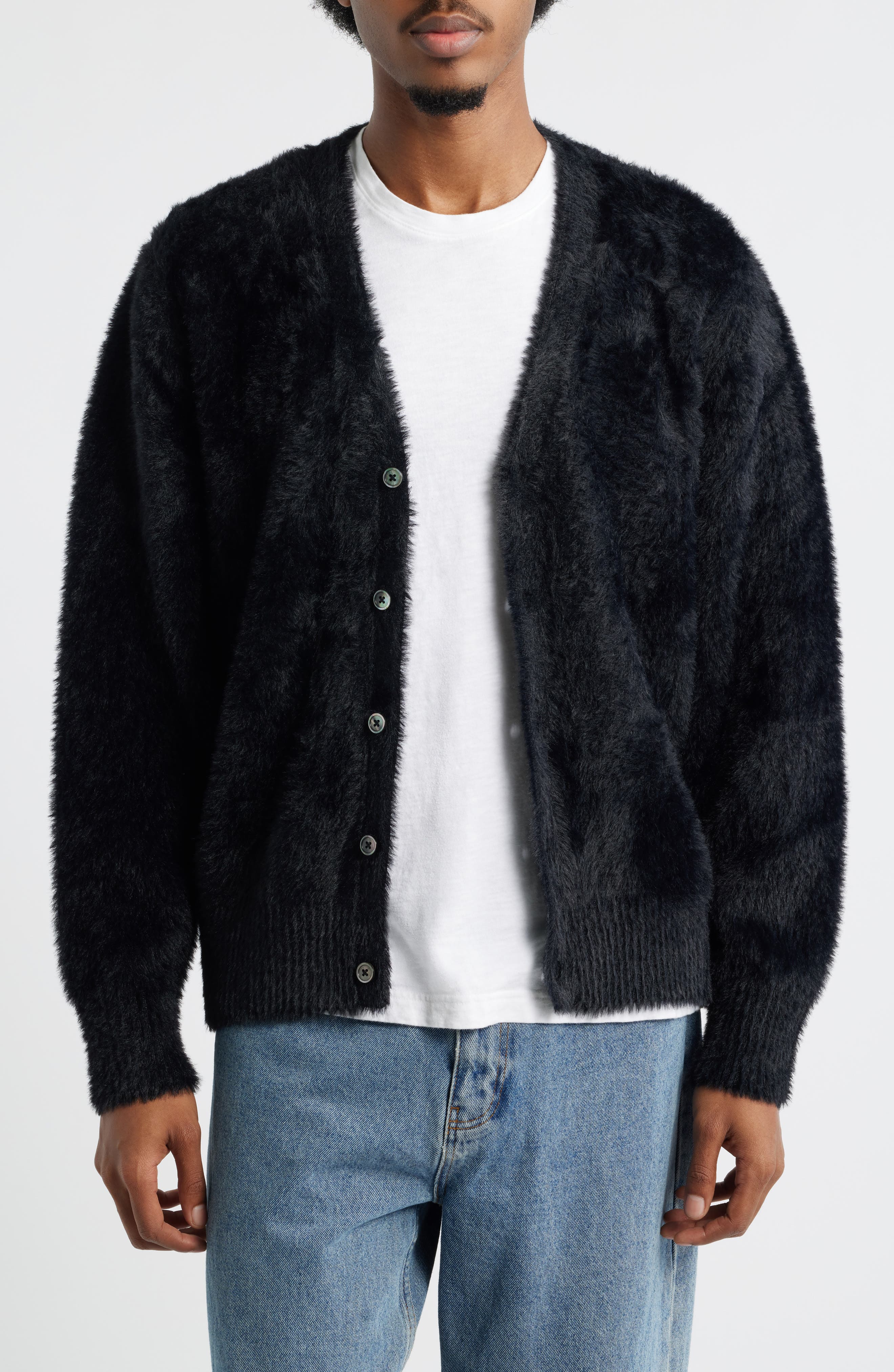 BOILER ROOM Hairy Faux Fur Cardigan