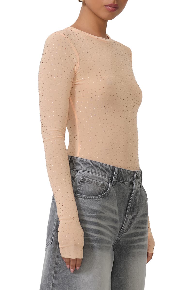 AFRM Kaylee Rhinestone Mesh Top, Alternate, color,