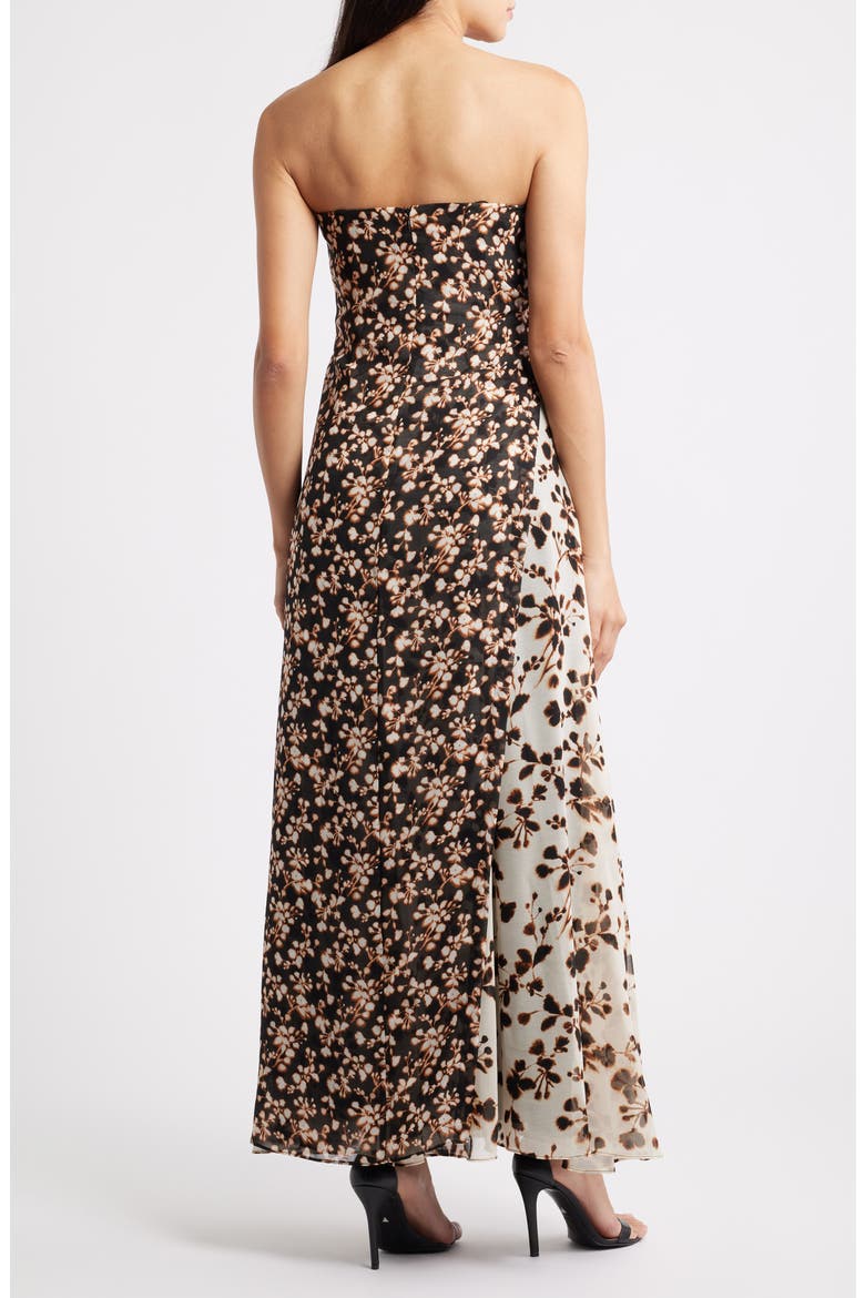 Seleste Floral Strapless Maxi Dress, Alternate, color, RICH BLACK