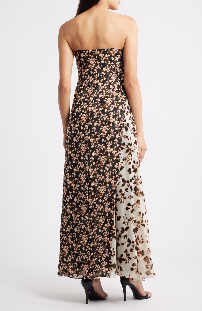 Parker Seleste Floral Strapless Maxi Dress, Alternate, color, Rich Black