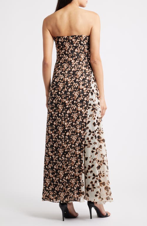 Parker Seleste Floral Strapless Maxi Dress In Black