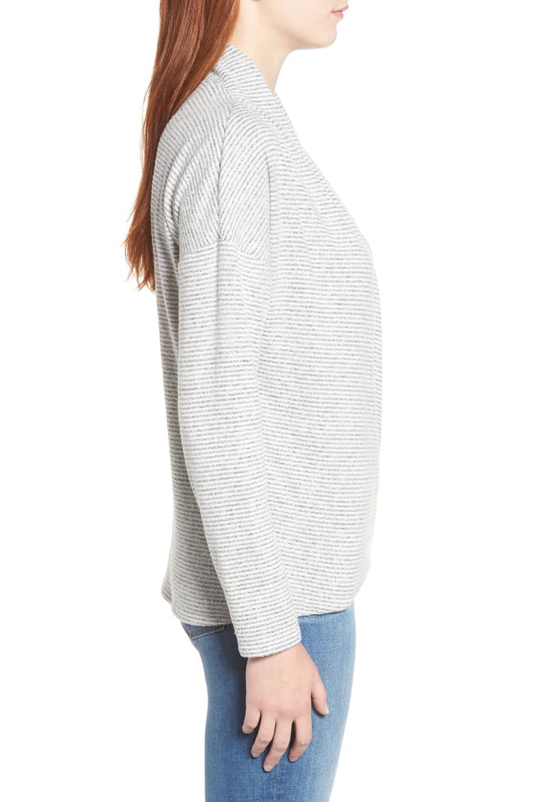 Gibson x Living in Yellow Diana Cozy Knit Wrap Top (Nordstrom Exclusive), Alternate, color, GREY/ IVORY