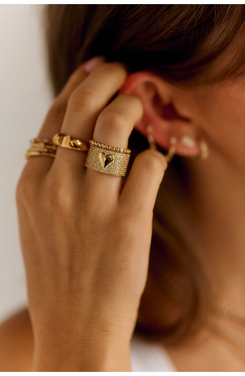 Mazin Jewels Pave Heart Barrel Ring, Alternate, color,