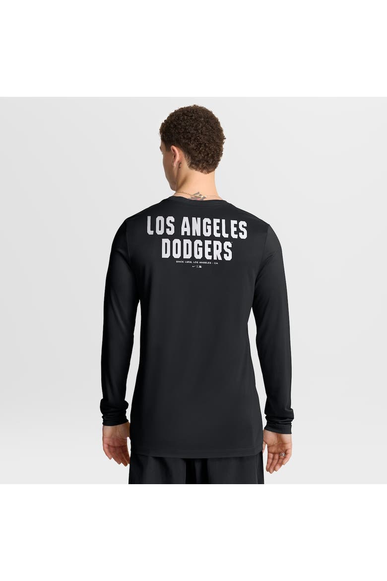 Men's Nike Black Los Angeles Dodgers 2-Hit Legend Dri-FIT Long Sleeve T-Shirt, Alternate, color, Black