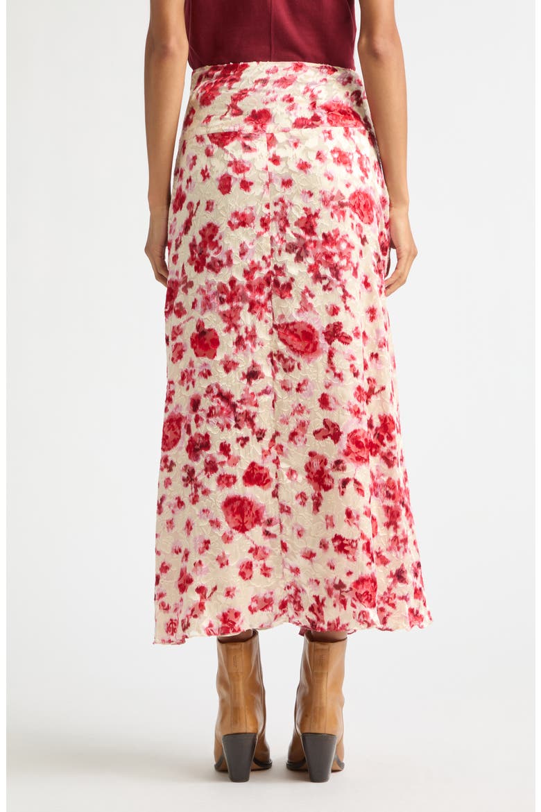Hilza Floral Burnout Devoré Georgette Maxi Skirt, Alternate, color, ECRU/ PINK