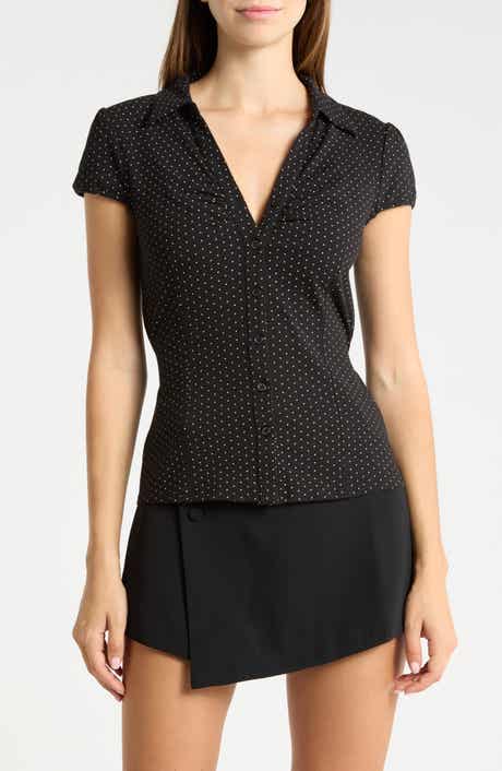 Ruched Cap Sleeve Tie Waist Shirt