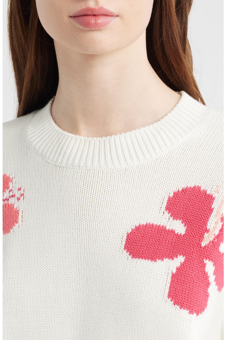 Zoey Floral Intarsia Cotton Sweater, Alternate, color, KAUAI