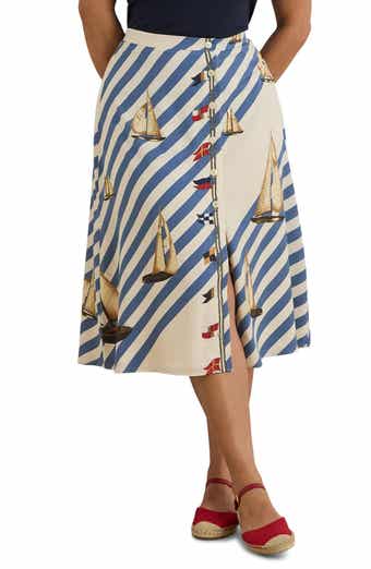 Sailboat Stripe Midi Skirt
