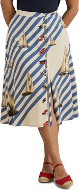 Lauren Ralph Lauren Sailboat Stripe Midi Skirt