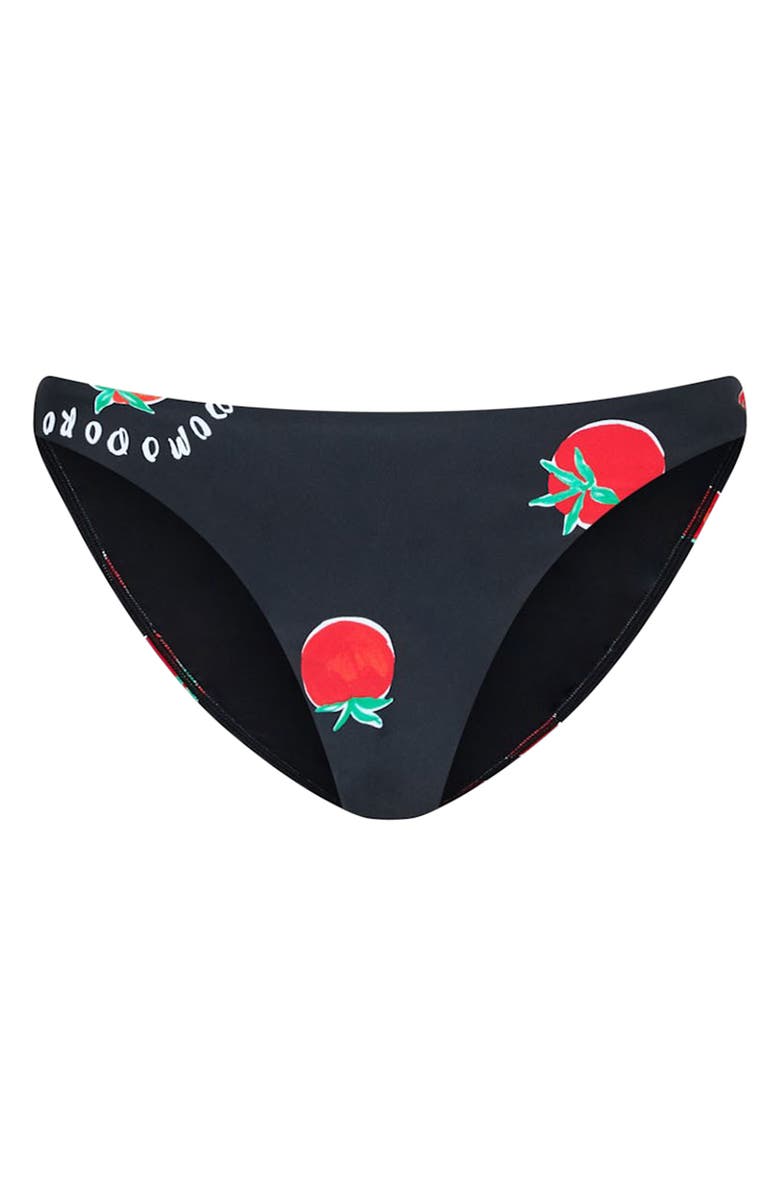 Milly Margot Pomodoro Bikini Bottoms, Alternate, color, Black/ Red