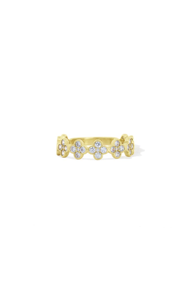 The Lovery Fine Jewelry CZ Clover Station Band, Main, color, Gold-Plated Sterling Silver