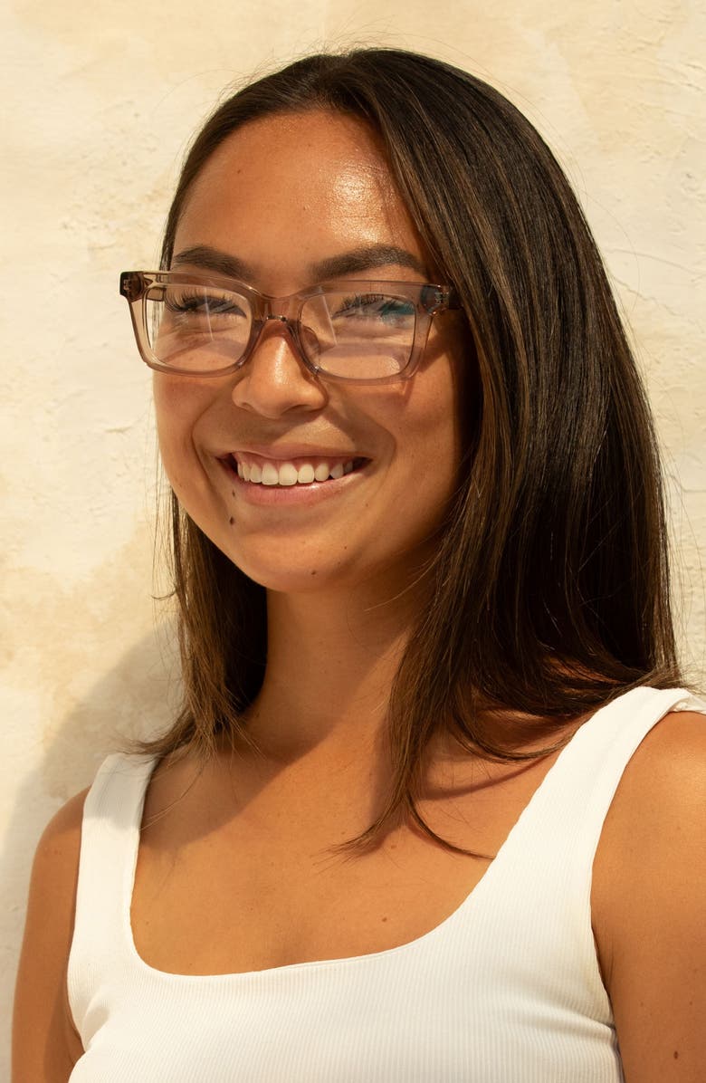 Mohala Eyewear Hapuna 52mm Low Nose Bridge Wide Width Square Optical Glasses, Alternate, color, Shell / Clear Lenses