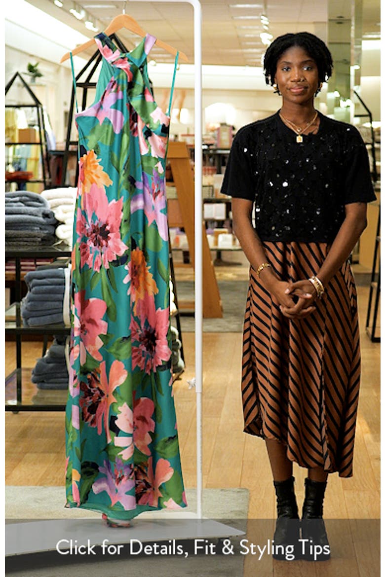 Floral Stretch Satin Column Gown video