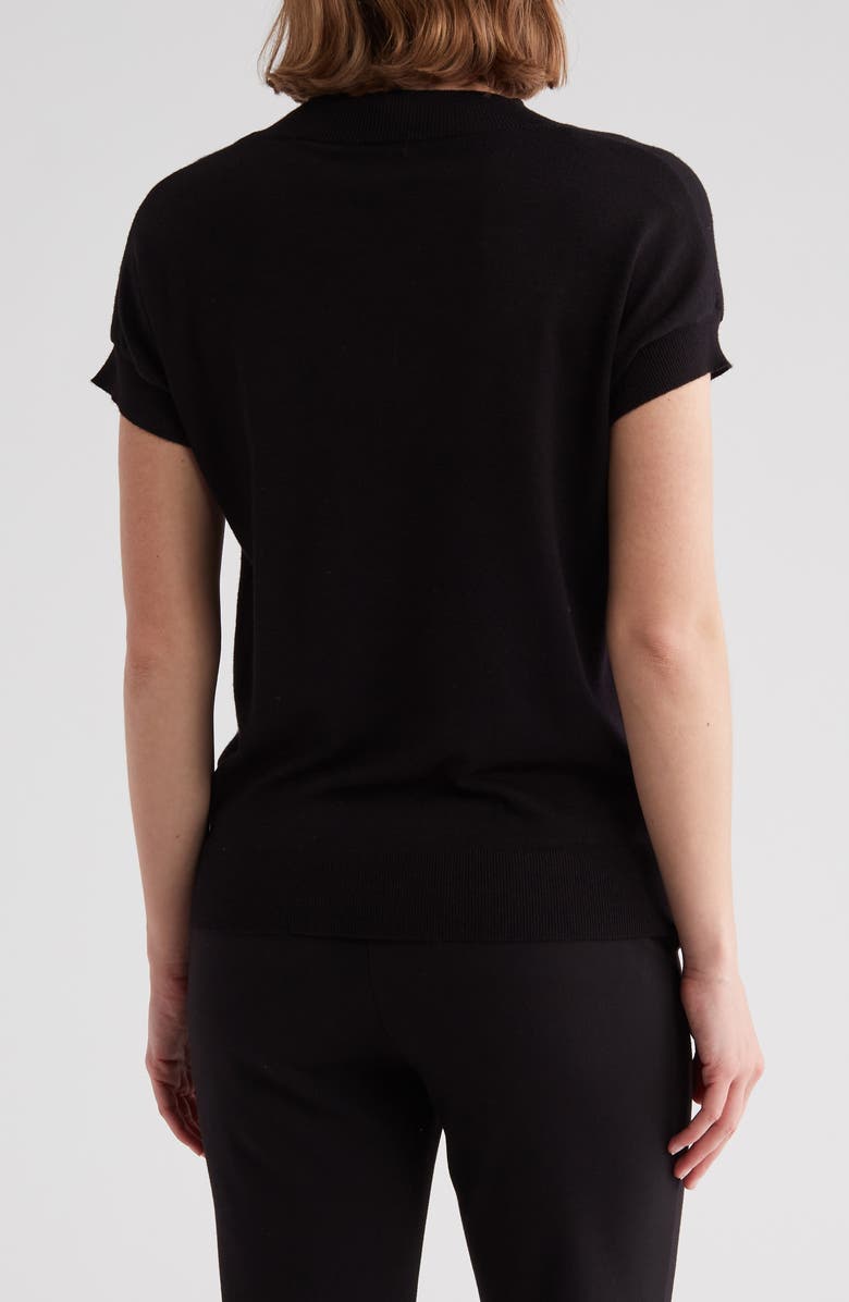 T Tahari Short Sleeve Crew Sweater, Alternate, color, Black