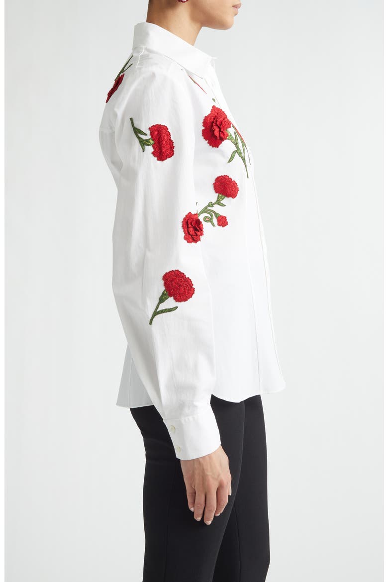 Isabella Rose Embroidered Stretch Poplin Button-Up Shirt, Alternate, color, WHITE MULTI