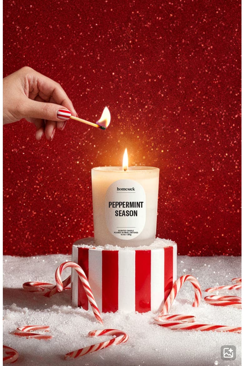 Peppermint Season Candle, Alternate, color, NO COLOR