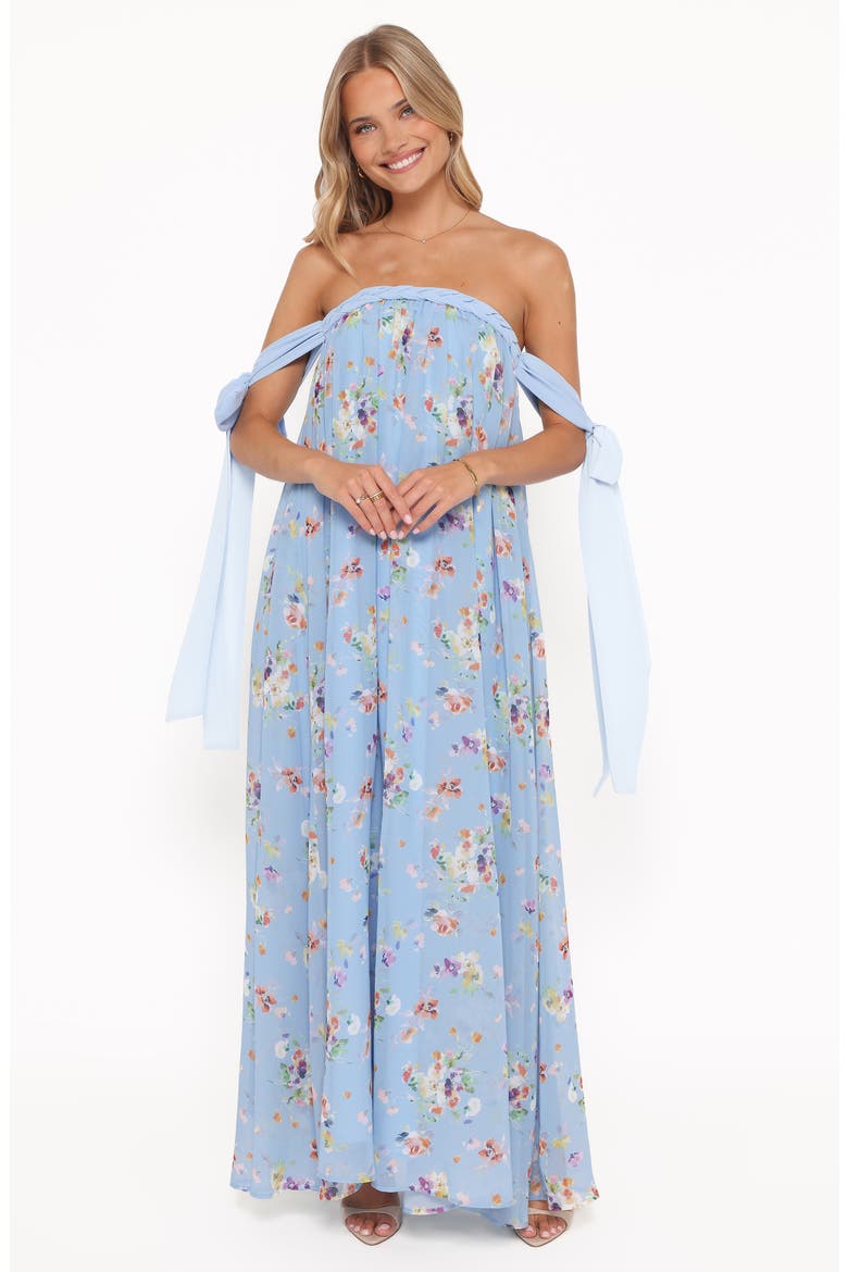 Codie Floral Strapless Maxi Dress, Alternate, color, CORNFLOWER BLUE FLORAL