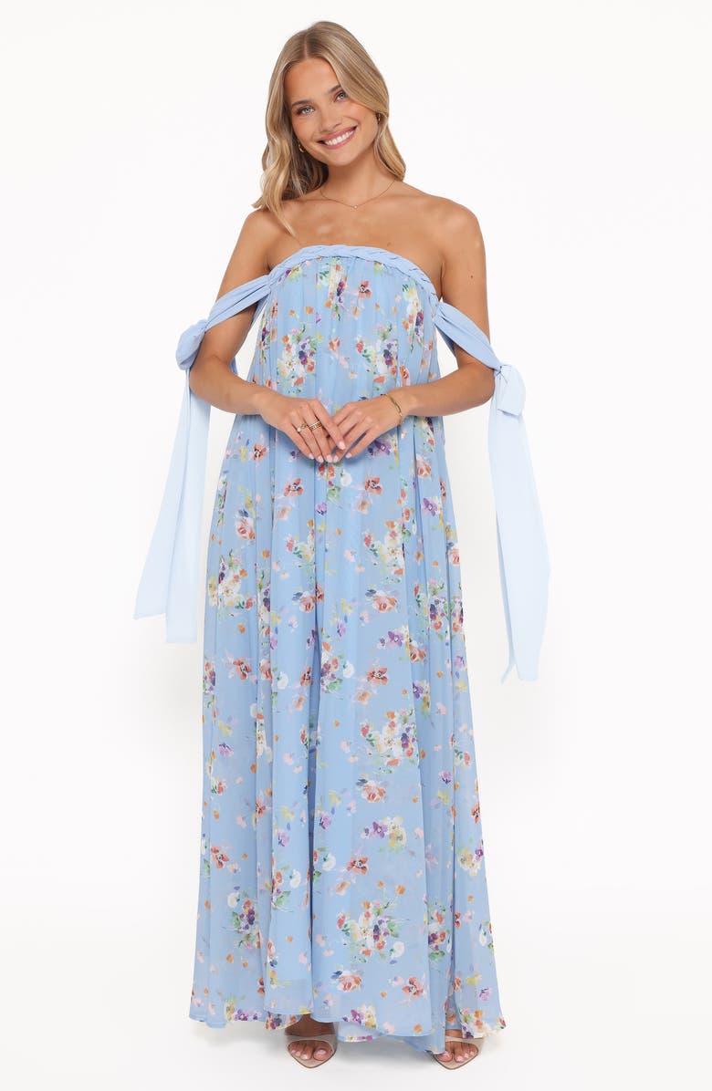 Petal & Pup Codie Floral Strapless Maxi Dress, Alternate, color, Cornflower Blue Floral