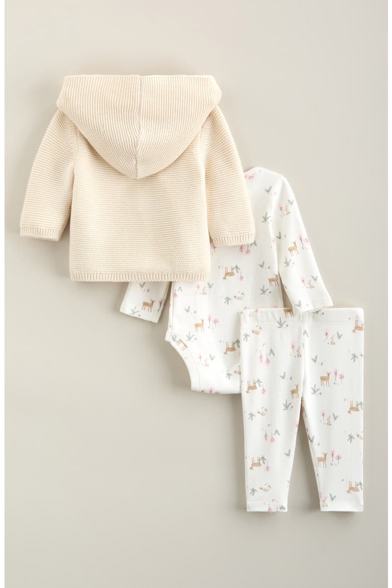 Bodysuit, Leggings & Cardigan Set, Alternate, color, IVORY EGRET WOODLAND FLORAL