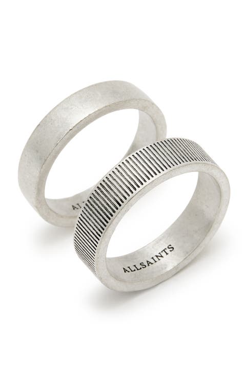 Men's Set of 2 Textured Band Rings
