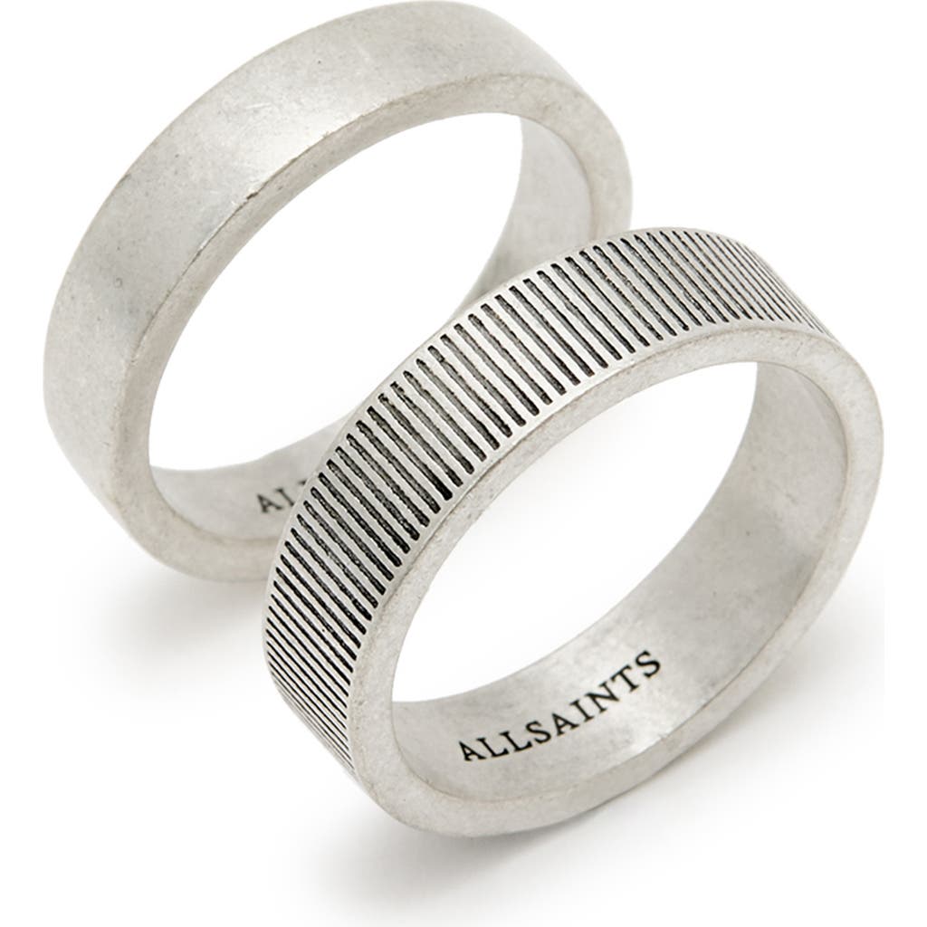 Allsaints Eason Textured Sterling Silver Ring Set