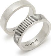 AllSaints Men's Set of 2 Textured Band Rings