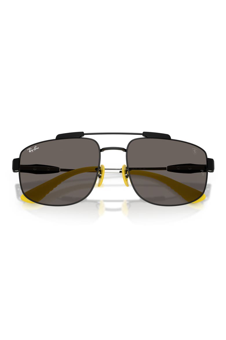 x Scuderia Ferrari 58mm Square Sunglasses, Alternate, color, BLACK / DARK GREY