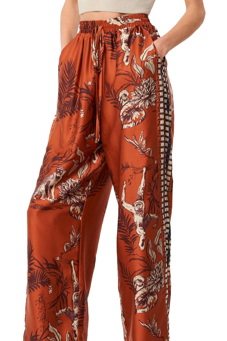 Katia Satin Wide Leg Pants, Alternate, color, AMBER