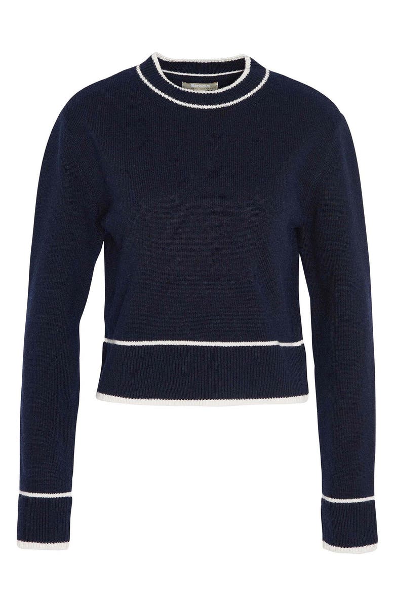 Barbour Rochelle Tipped Crop Wool & Cotton Sweater, Alternate, color, Navy Blue