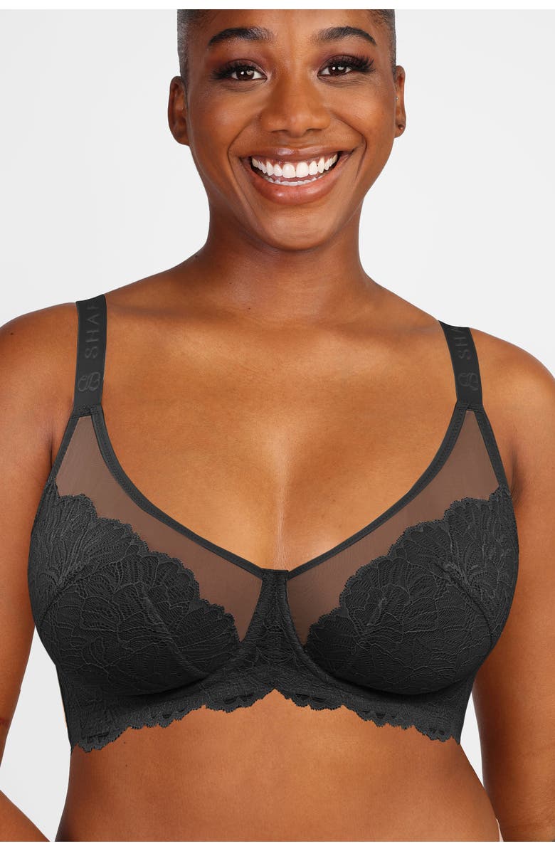 Shapellx Supportive Unlined Lace Underwired Bra, Main, color, Classic Black