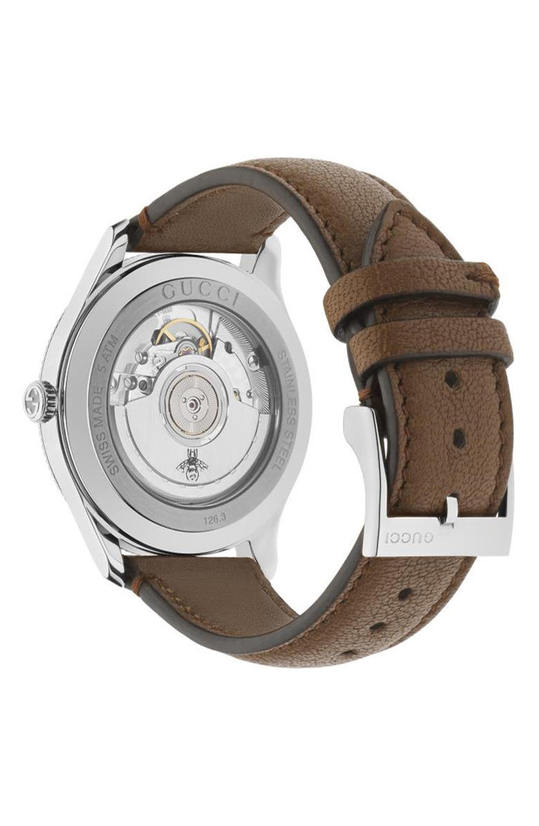 Gucci Leather Strap Watch, 40mm, Alternate, color, 