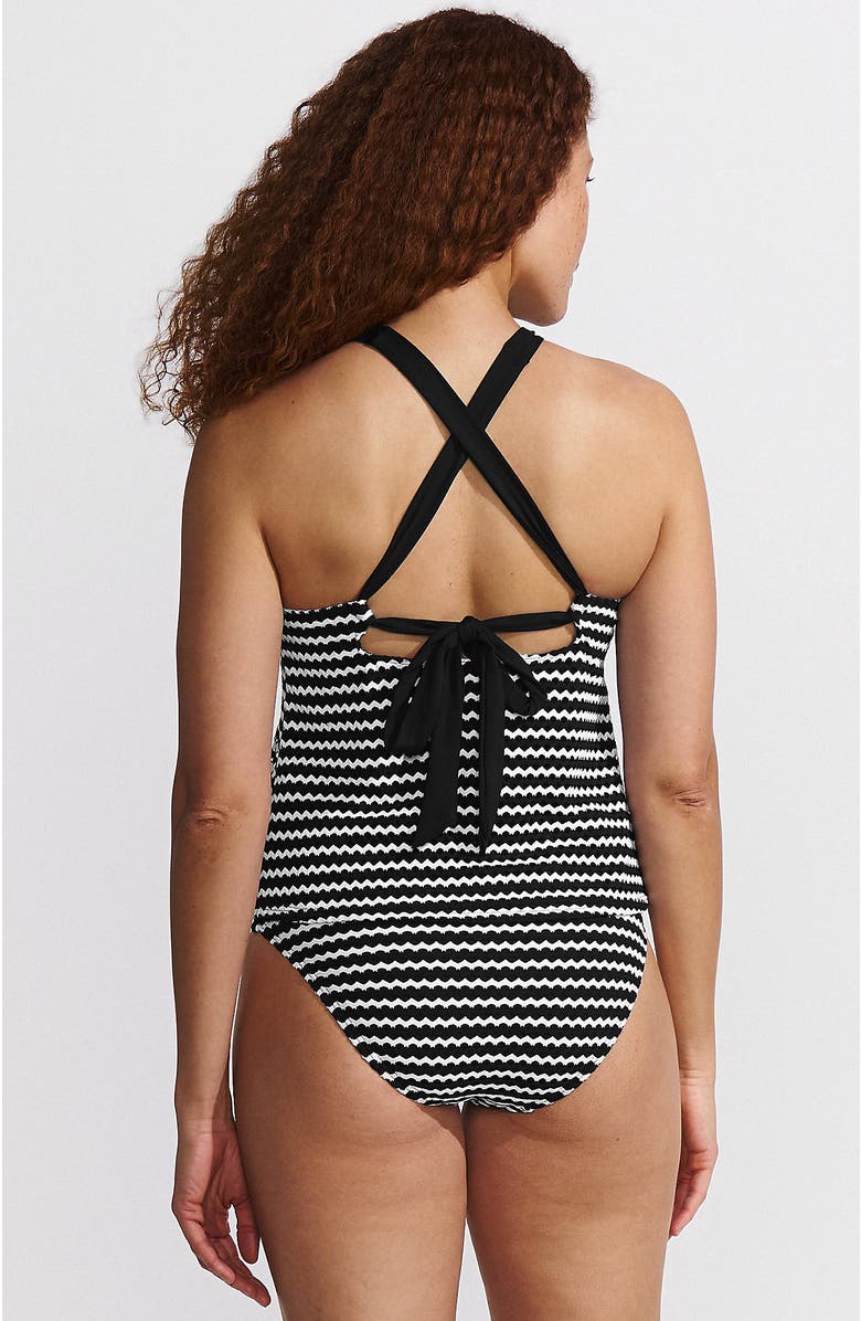 Lands' End Crochet High Neck Tankini Top, Alternate, color, 