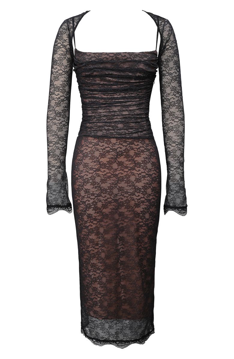 HOUSE OF CB Gaia Lace Midi Dress, Alternate, color, Black