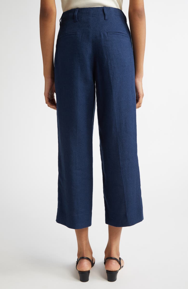 Max Mara Marco Stretch Linen & Cotton Crop Pants, Alternate, color, Navy